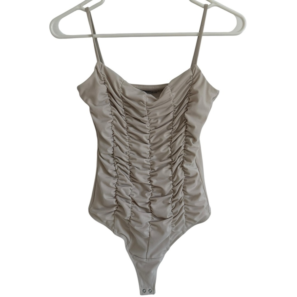 Abercrombie and Fitch White Rouched Bodysuit, Size Small